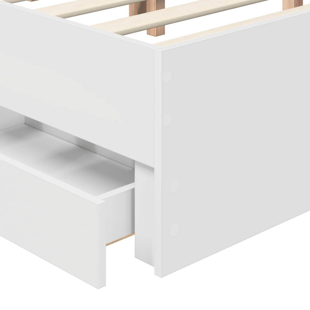 Produktbild för Sängram med låda med huvudgavel Vit 180 x 200 cm Ingenjörsträ