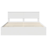 Produktbild för Sängram med låda med huvudgavel Vit 180 x 200 cm Ingenjörsträ