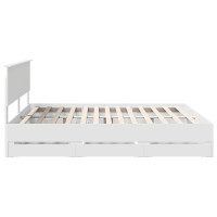 Produktbild för Sängram med låda med huvudgavel Vit 180 x 200 cm Ingenjörsträ