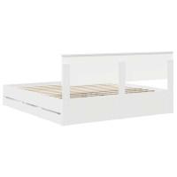 Produktbild för Sängram med låda med huvudgavel Vit 180 x 200 cm Ingenjörsträ