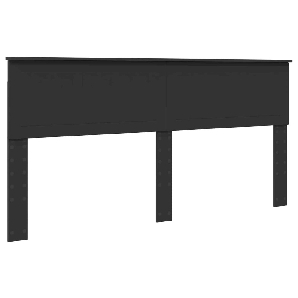 Produktbild för Sängram med låda med huvudgavel Svart 180 x 200 cm Ingenjörsträ