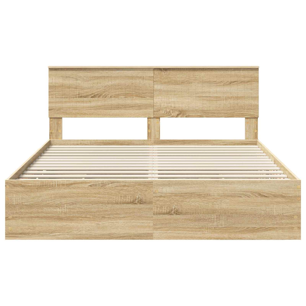 Produktbild för Sängram med låda Sonoma-ek 160 x 200 cm Ingenjörsträ