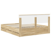 Produktbild för Sängram med låda Sonoma-ek 160 x 200 cm Ingenjörsträ