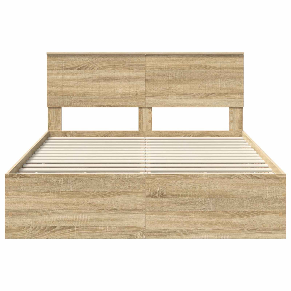 Produktbild för Sängram med låda Sonoma-ek 140 x 200 cm Ingenjörsträ