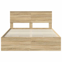 Produktbild för Sängram med låda Sonoma-ek 140 x 200 cm Ingenjörsträ
