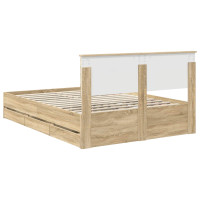 Produktbild för Sängram med låda Sonoma-ek 140 x 200 cm Ingenjörsträ