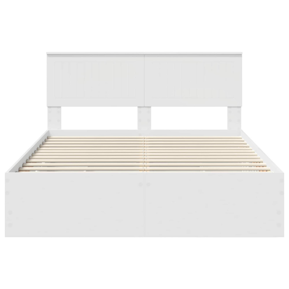 Produktbild för Sängram med låda med huvudgavel Vit 140 x 190 cm Ingenjörsträ