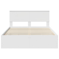 Produktbild för Sängram med låda med huvudgavel Vit 140 x 190 cm Ingenjörsträ