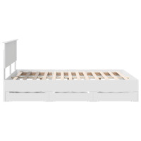 Produktbild för Sängram med låda med huvudgavel Vit 140 x 190 cm Ingenjörsträ