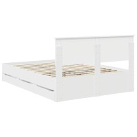 Produktbild för Sängram med låda med huvudgavel Vit 140 x 190 cm Ingenjörsträ