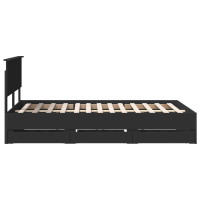 Produktbild för Sängram med låda med huvudgavel Svart 120 x 190 cm Ingenjörsträ