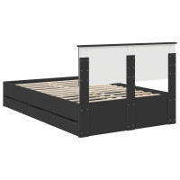 Produktbild för Sängram med låda med huvudgavel Svart 120 x 190 cm Ingenjörsträ