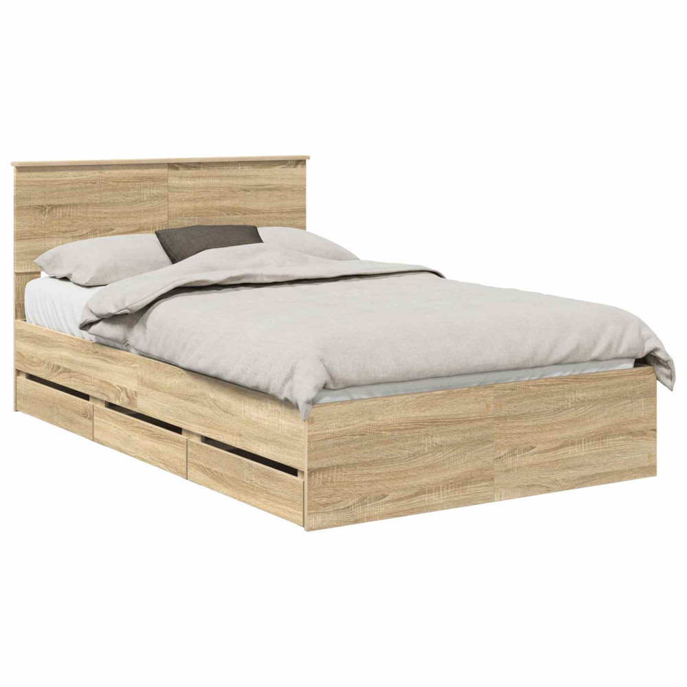 Produktbild för Sängram med låda Sonoma-ek 120 x 190 cm Ingenjörsträ