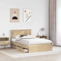 Produktbild för Sängram med låda Sonoma-ek 120 x 190 cm Ingenjörsträ