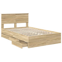 Produktbild för Sängram med låda Sonoma-ek 120 x 190 cm Ingenjörsträ