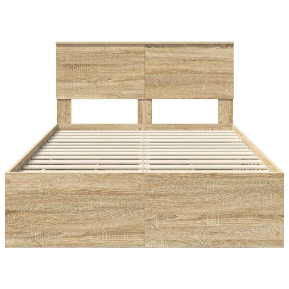 Produktbild för Sängram med låda Sonoma-ek 120 x 190 cm Ingenjörsträ