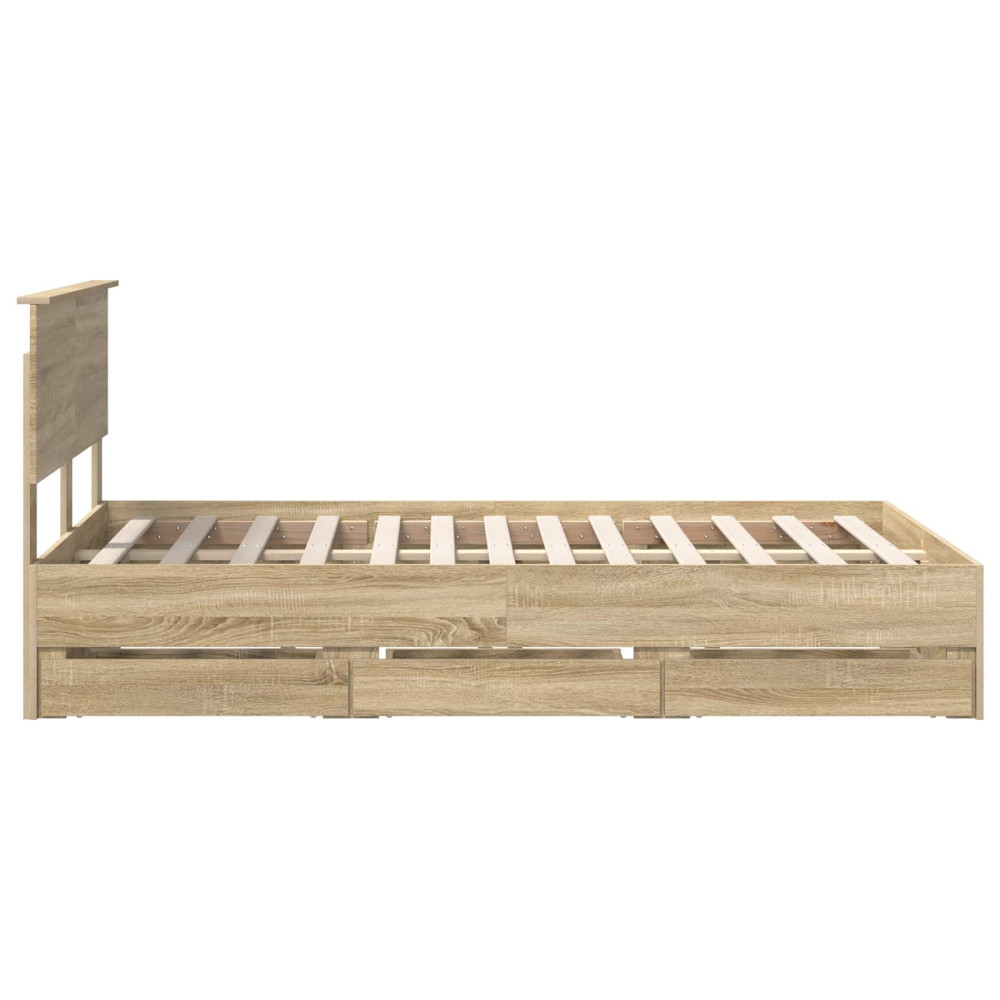 Produktbild för Sängram med låda Sonoma-ek 120 x 190 cm Ingenjörsträ