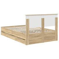 Produktbild för Sängram med låda Sonoma-ek 120 x 190 cm Ingenjörsträ