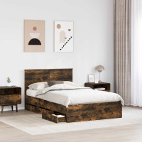 Produktbild för Sängram med låda med lagring Rökt ek 120 x 190 cm Ingenjörsträ