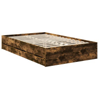 Produktbild för Sängram med låda med lagring Rökt ek 120 x 190 cm Ingenjörsträ