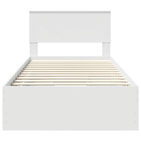 Produktbild för Sängram med låda med huvudgavel Vit 100 x 200 cm Ingenjörsträ