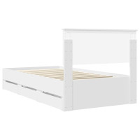 Produktbild för Sängram med låda med huvudgavel Vit 100 x 200 cm Ingenjörsträ