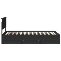 Produktbild för Sängram med låda med huvudgavel Svart 100 x 200 cm Ingenjörsträ