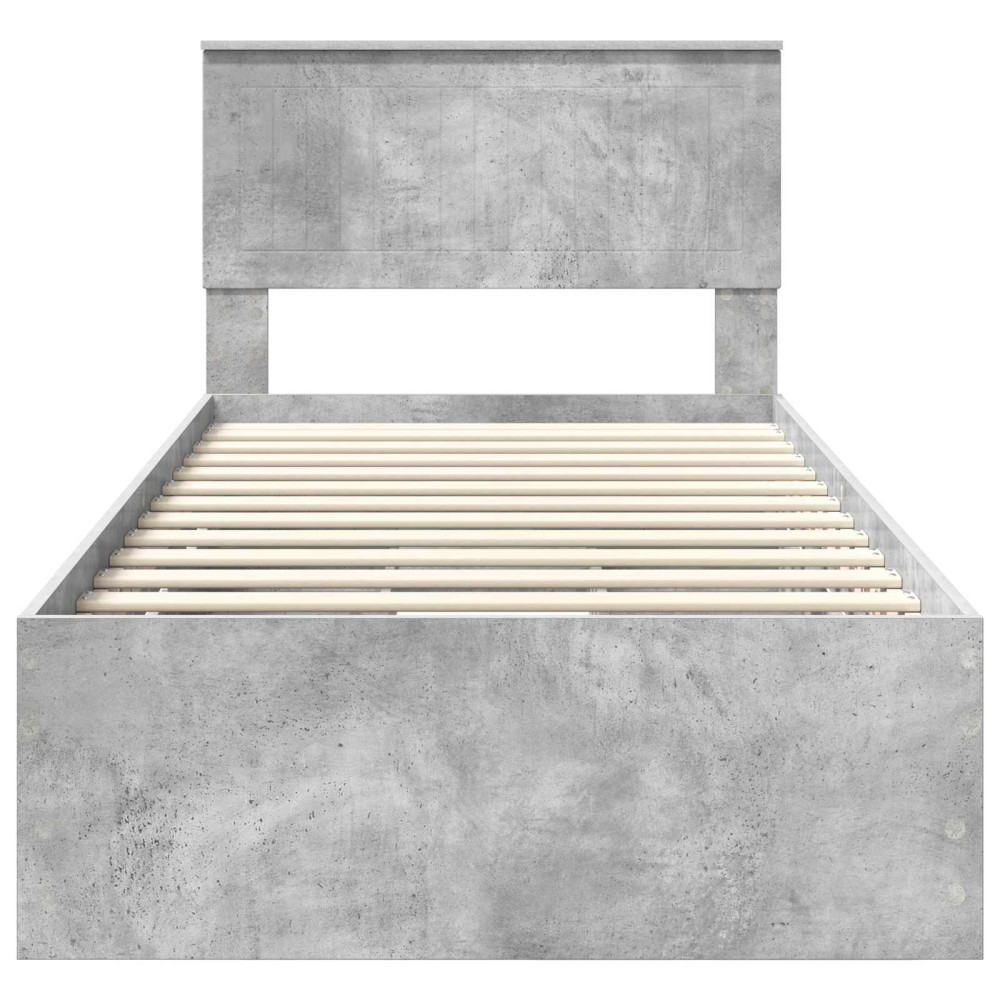 Produktbild för Sängram med låda med lagring Betonggrå 90 x 200 cm Ingenjörsträ