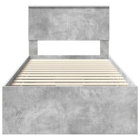 Produktbild för Sängram med låda med lagring Betonggrå 90 x 200 cm Ingenjörsträ