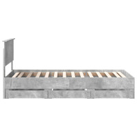 Produktbild för Sängram med låda med lagring Betonggrå 90 x 200 cm Ingenjörsträ