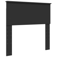 Produktbild för Sängram med låda med huvudgavel Svart 90 x 190 cm Ingenjörsträ