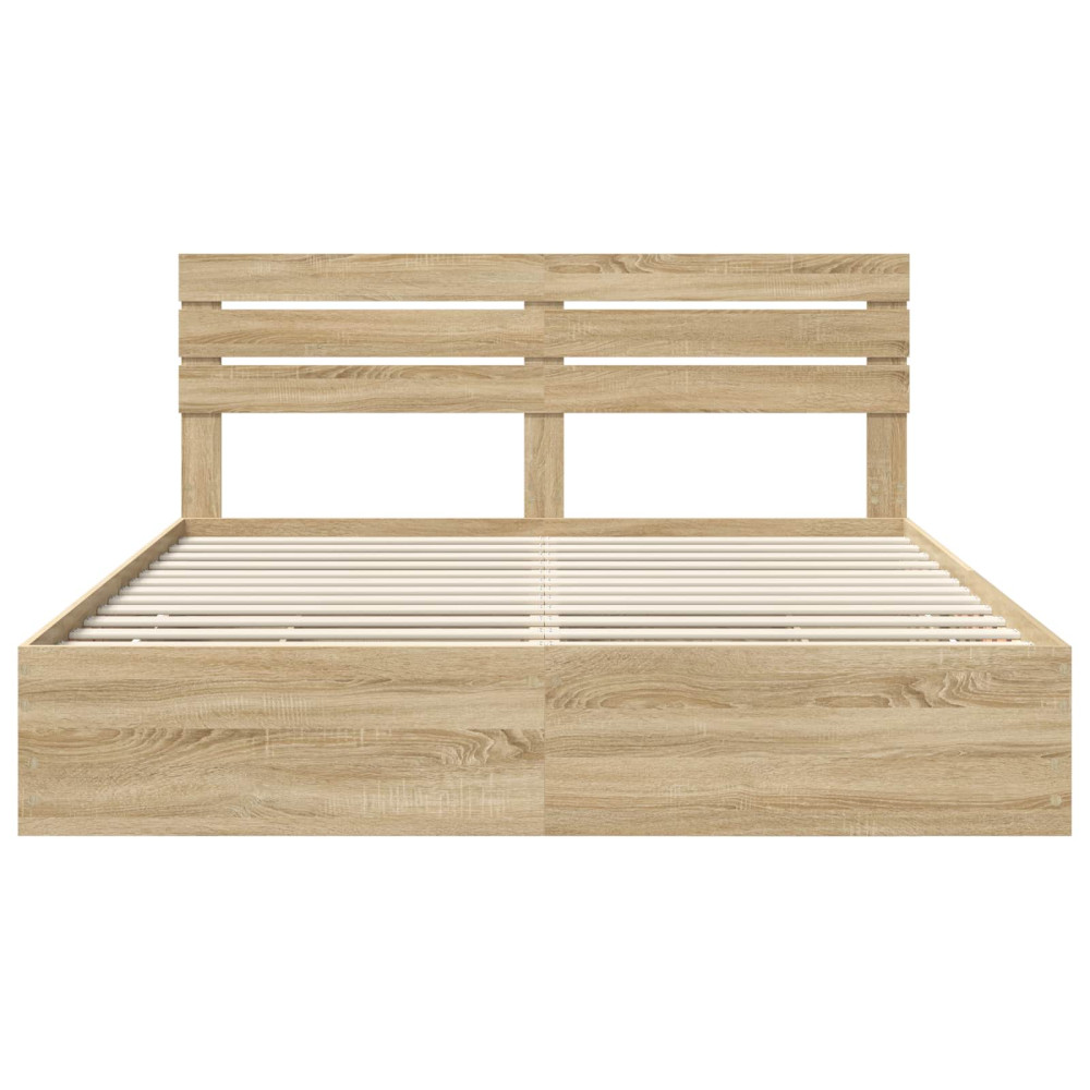 Produktbild för Sängram med låda Sonoma-ek 200 x 200 cm Ingenjörsträ
