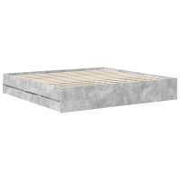 Produktbild för Sängram med låda Betonggrå 200 x 200 cm Ingenjörsträ