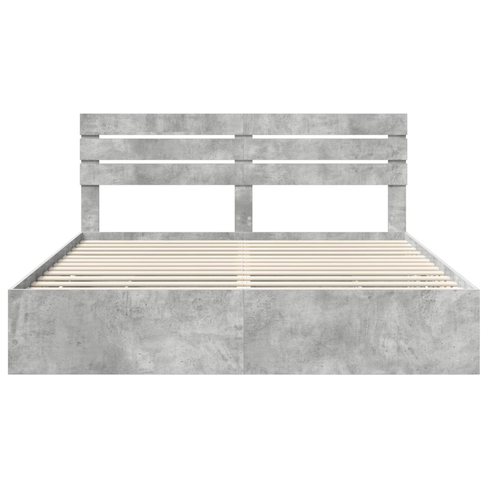 Produktbild för Sängram med låda Betonggrå 180 x 200 cm Ingenjörsträ