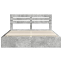 Produktbild för Sängram med låda Betonggrå 180 x 200 cm Ingenjörsträ