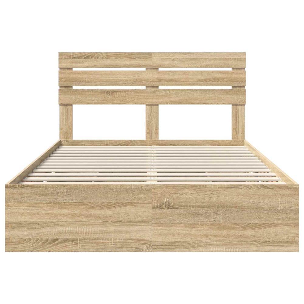 Produktbild för Sängram med låda Sonoma-ek 160 x 200 cm Ingenjörsträ