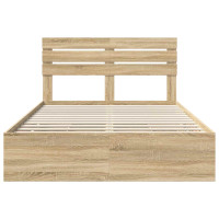 Produktbild för Sängram med låda Sonoma-ek 160 x 200 cm Ingenjörsträ