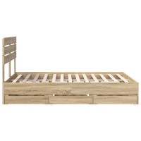Produktbild för Sängram med låda Sonoma-ek 160 x 200 cm Ingenjörsträ