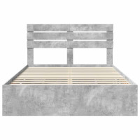 Produktbild för Sängram med låda Betonggrå 150 x 200 cm Ingenjörsträ