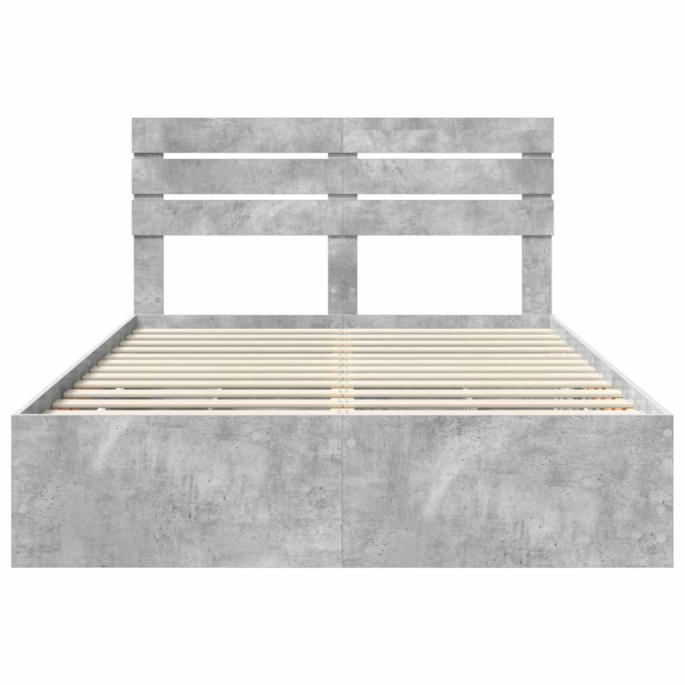 Produktbild för Sängram med låda Betonggrå 140 x 200 cm Ingenjörsträ