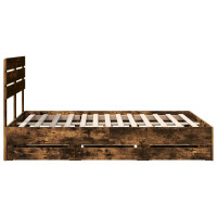Produktbild för Sängram med låda med lagring Rökt ek 140 x 190 cm Ingenjörsträ