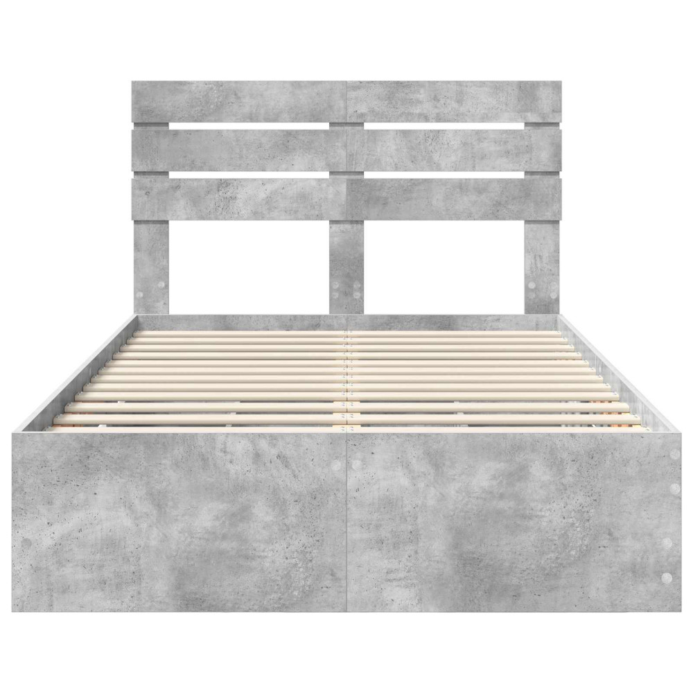 Produktbild för Sängram med låda Betonggrå 135 x 190 cm Ingenjörsträ