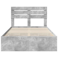 Produktbild för Sängram med låda Betonggrå 135 x 190 cm Ingenjörsträ