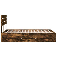 Produktbild för Sängram med låda med lagring Rökt ek 120 x 200 cm Ingenjörsträ
