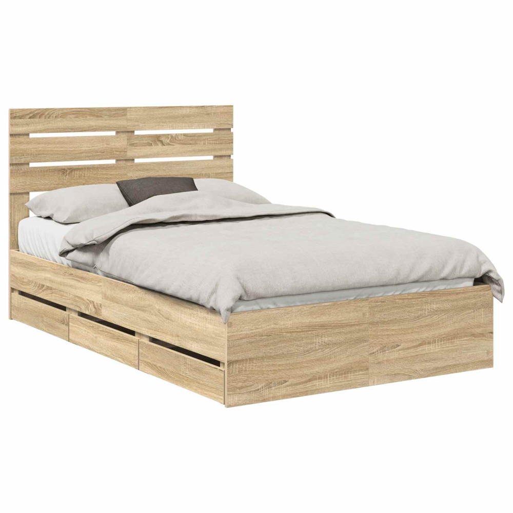 Produktbild för Sängram med låda Sonoma-ek 120 x 190 cm Ingenjörsträ