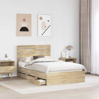 Produktbild för Sängram med låda Sonoma-ek 120 x 190 cm Ingenjörsträ