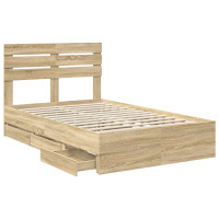Produktbild för Sängram med låda Sonoma-ek 120 x 190 cm Ingenjörsträ