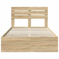 Produktbild för Sängram med låda Sonoma-ek 120 x 190 cm Ingenjörsträ