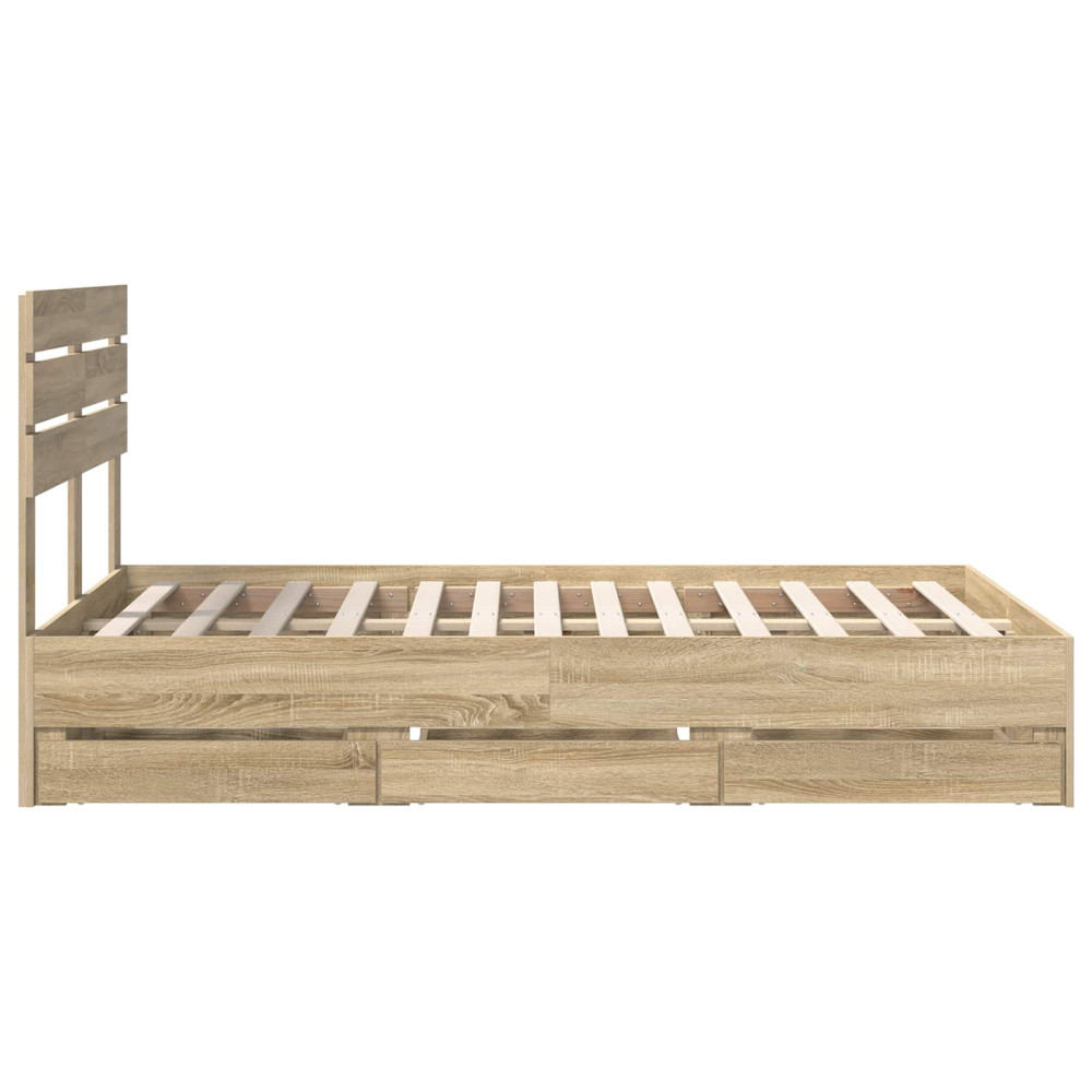 Produktbild för Sängram med låda Sonoma-ek 120 x 190 cm Ingenjörsträ