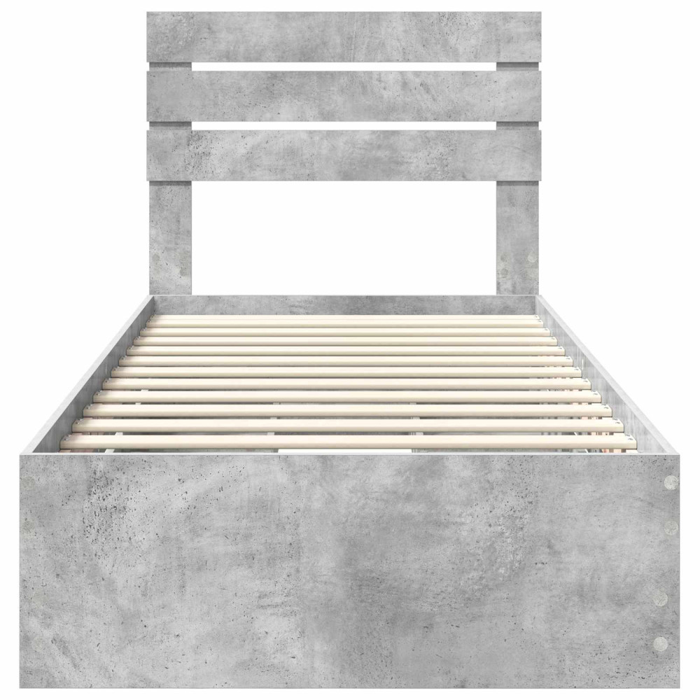 Produktbild för Sängram med låda med lagring Betonggrå 90 x 200 cm Ingenjörsträ